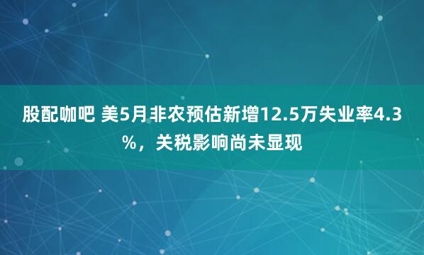 股配咖吧 美5月非农预估新增12.5万失业率4.3%，关税影响尚未显现